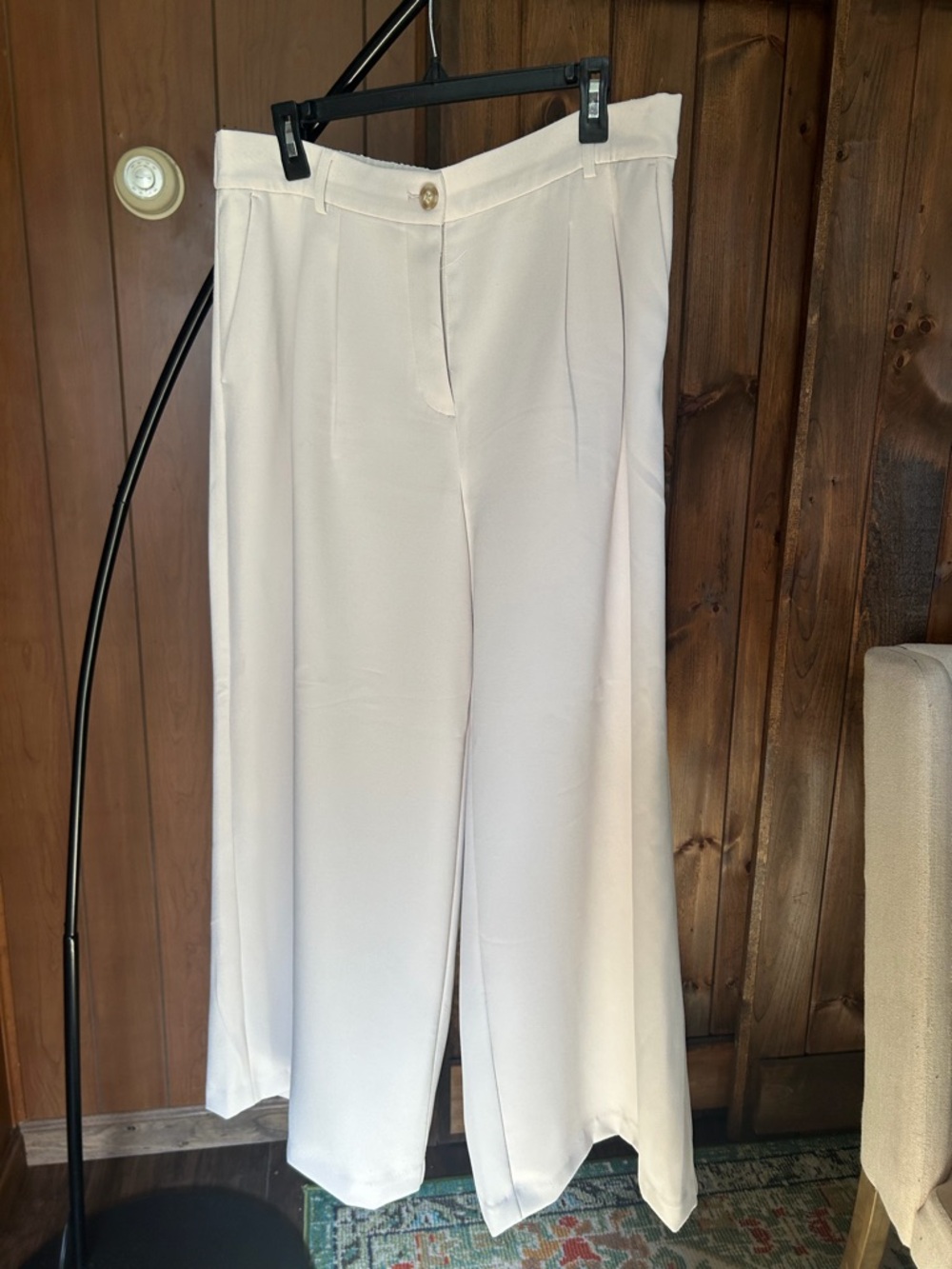 LOFT Versa Womens Wide-Leg Trouser Pants - White